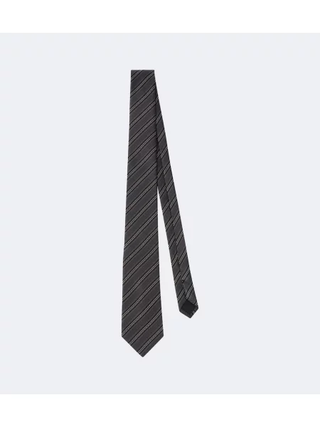 Cravată Saint Laurent de mătase cu dungi gri