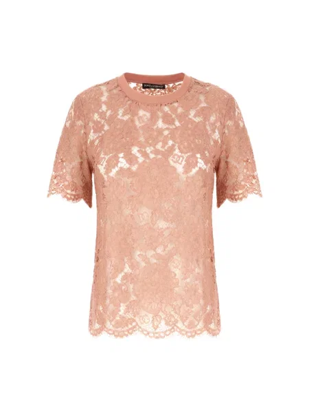 Koszulka Dolce And Gabbana koronkowa różowa