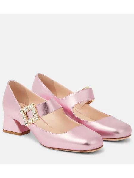 Pantofi cu toc Roger Vivier din piele roz