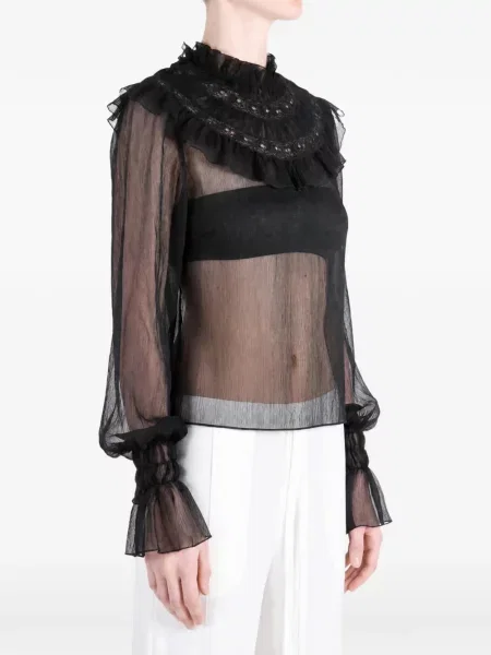 Bluză Ann Demeulemeester cu volane negru
