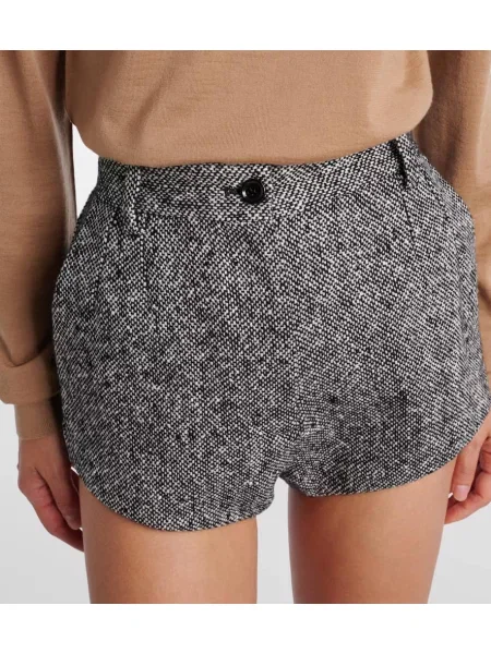Volnene kratke hlače Dolce&gabbana z visokim pasom črna