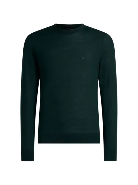 Pulover Etro cu broderie de lână verde