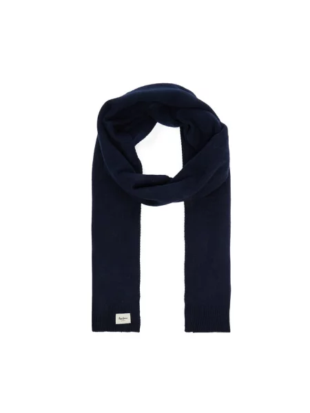 Pepe Jeans szalik z domieszką wełny YELA SCARF granatowy gładki