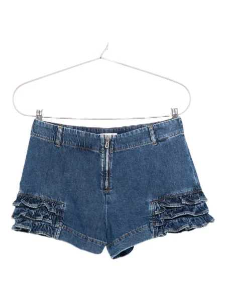 Szorty jeansowe Sandro z falbankami niebieskie