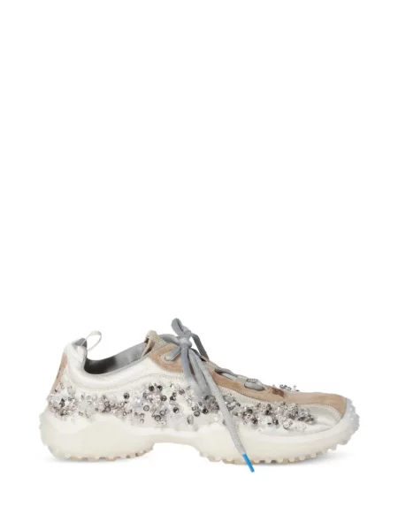 Sneakerși Miu Miu din piele de căprioară alb