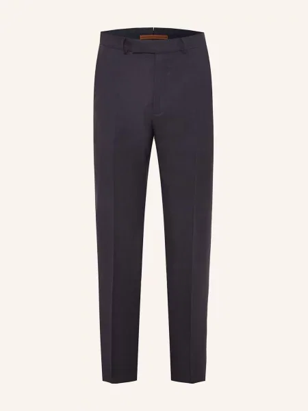 Zegna Oblekové Kalhoty Regular Fit Ze Lnu tmavě modrá