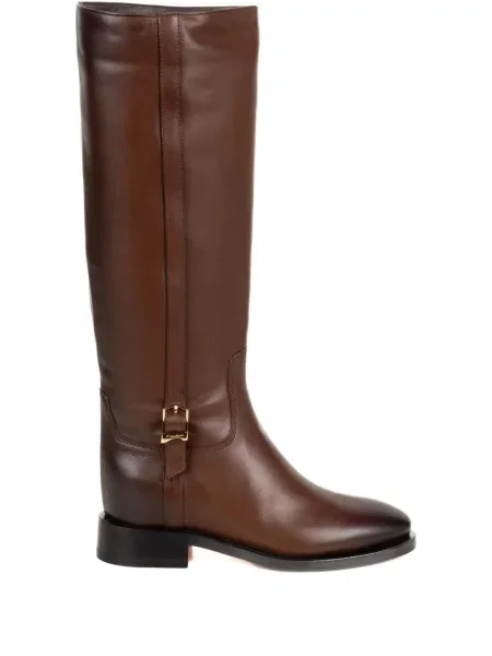 Botine Santoni din piele cu cataramă maro