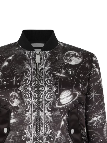Geacă bomber Philipp Plein din satin negru