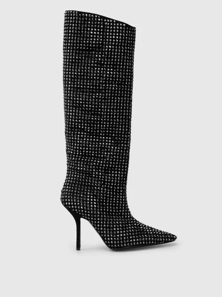 Замшевые сапоги Eddy Daniele со стразами черные