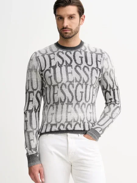 Guess pulover din amestec de lână JOSHWA gri