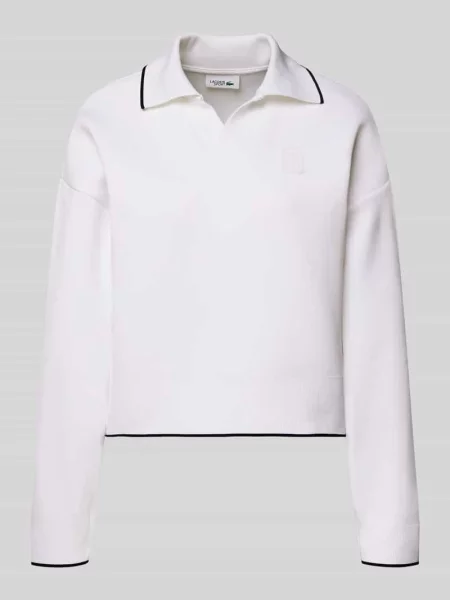 Bluza o kroju regular fit z paskami w kontrastowym kolorze Lacoste Sport biała