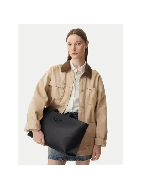 Tommy Jeans torebka shopper z imitacji skóry czarna