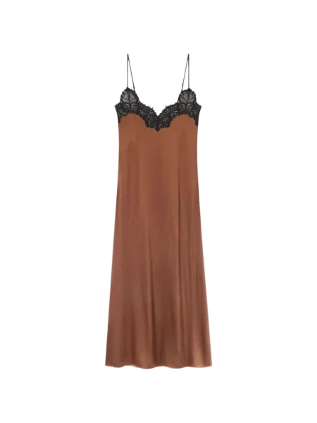 Rochie maxi Co din dantelă cu bretele maro