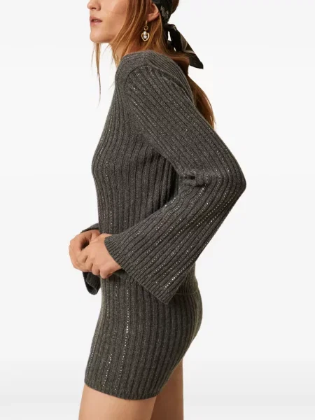 Stras pulover Twinset tricotate gri