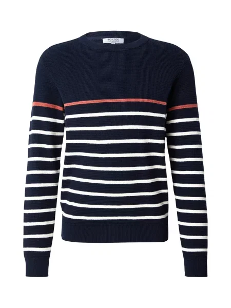 INDICODE JEANS Pulover Mars bleumarin / corai alb