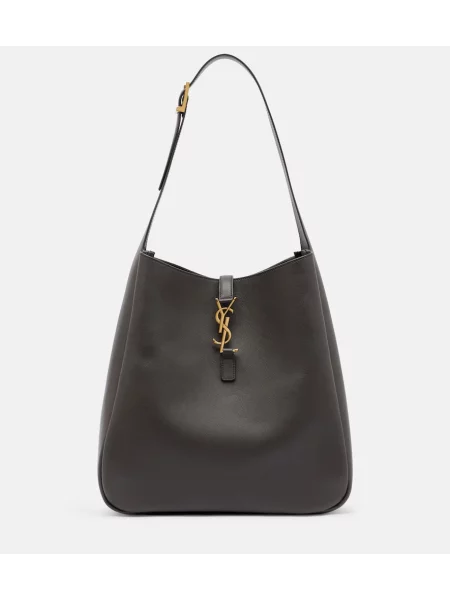 Usnjena usnjena torbica Saint Laurent rjava