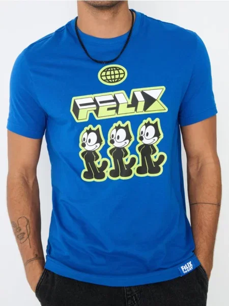 Sinsay Koszulka Felix the Cat niebieski
