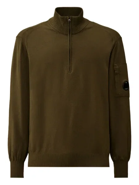 Pulover C.p. Company de jumătate de fermoar verde