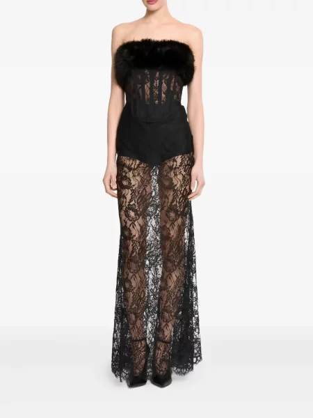 Maxi rochie maxi Elie Saab din dantelă de costum negru
