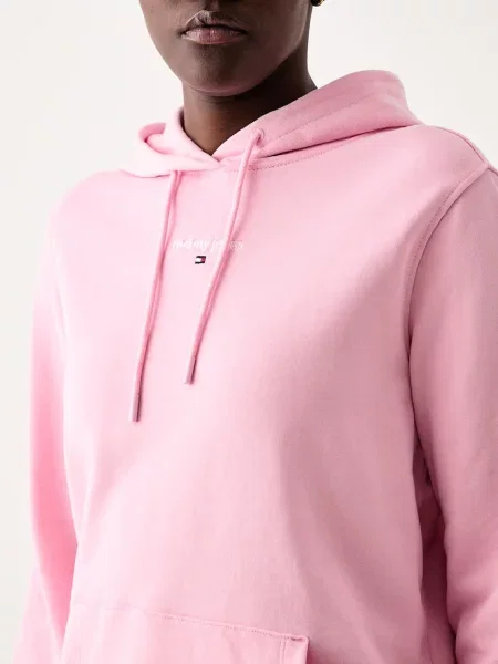 Суичър с качулка Tommy Jeans розово