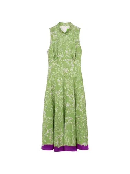 Rochie midi Shanghai Tang de mătase verde