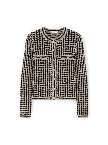 Dzianinowy kardigan Motivi ażurowy czarny