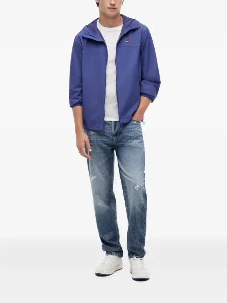 Geacă Tommy Hilfiger cu glugă cu autograf albastru