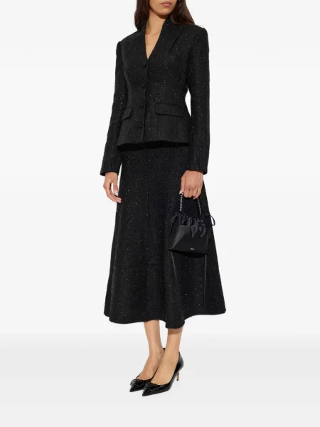 Bouclé rochie midi Self-portrait negru