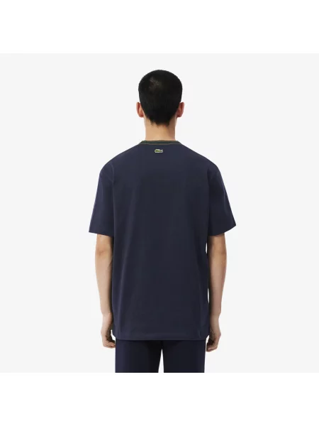 Lacoste Koszulka Made In France W Paski Z Naszywką granatowa