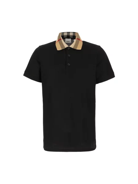 Koszulka polo Burberry z krótkim rękawem czarna