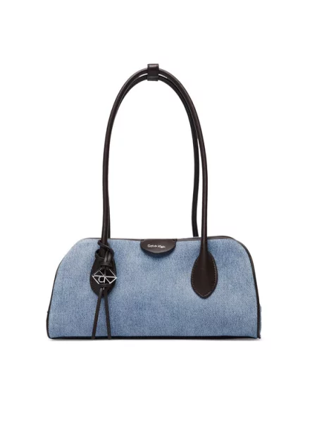 Calvin Klein Torbica Emblem Trio Denim Shoulder Bag Plava smeđa