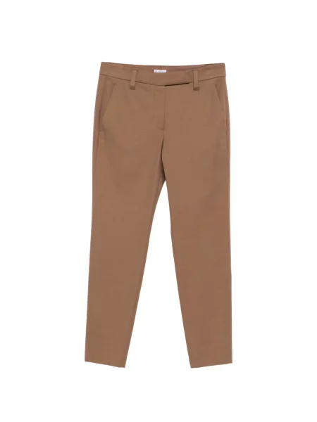 Pantaloni Brunello Cucinelli din țesătură twill maro