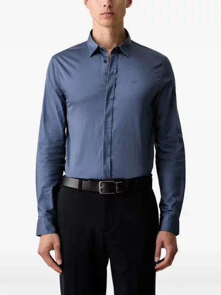 Cămașă Armani Exchange cu broderie albastru