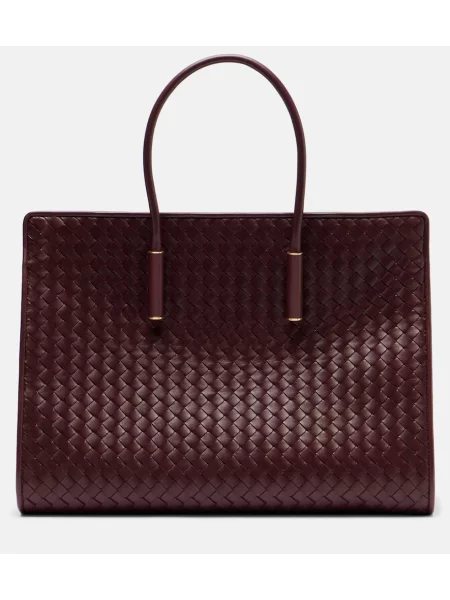 Geanta de piele Bottega Veneta din piele bordo