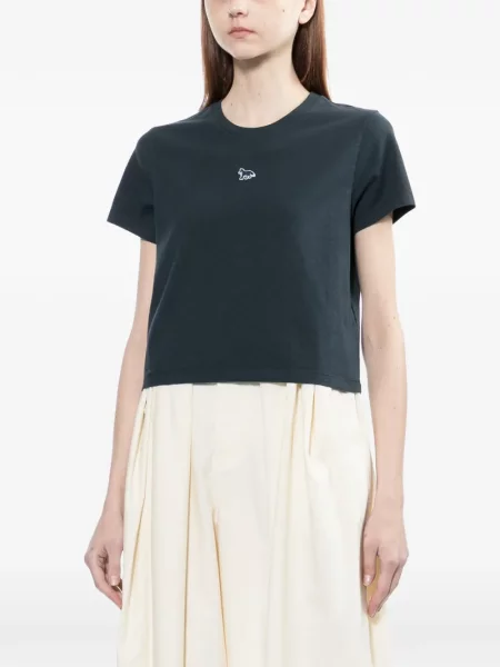 Тениска Maison Kitsuné с кръгло деколте синьо
