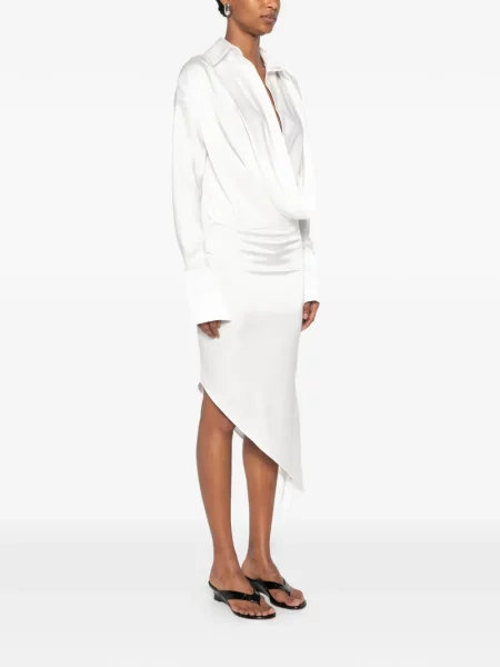 Rochie midi Vestiaire D'un Oiseau Libre asimetrică drapată alb