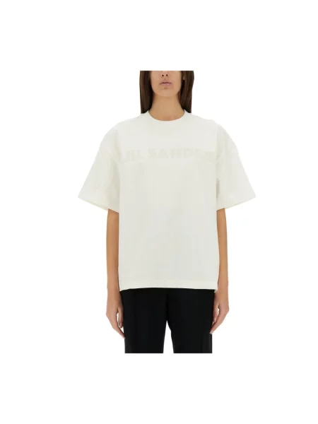 Koszulka Jil Sander z logo biała