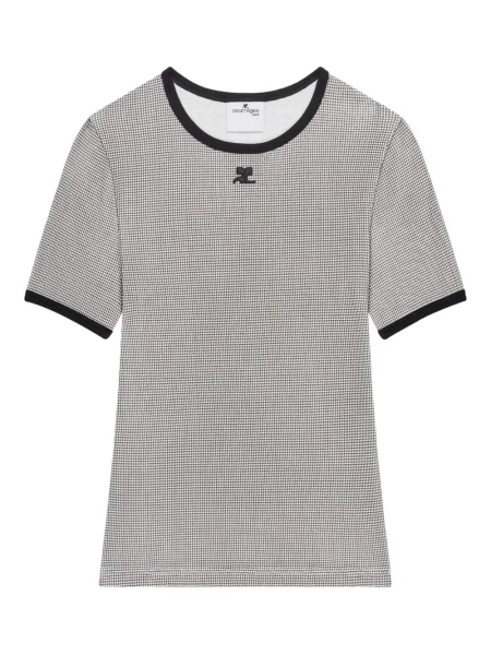 Koszulka Courreges w pepitkę szara