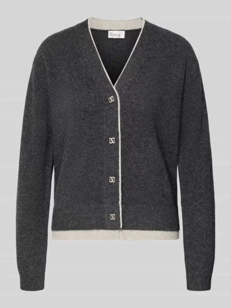 Kardigan My Essential Wardrobe z dekoltem w serek czarny