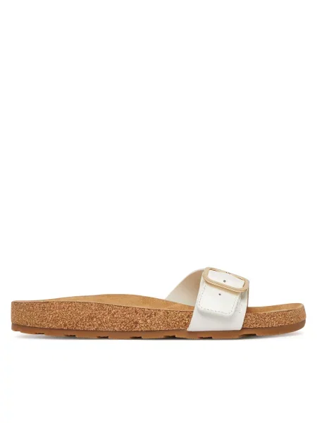 Tommy Hilfiger šľapky dámske kožené TH CLASSIC CORK SANDAL PEARL LTH biela