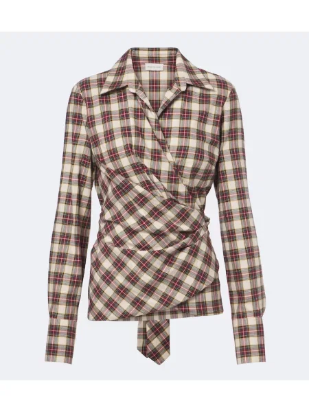 Kockovaná drapovaný flanelová košeľa Dries Van Noten