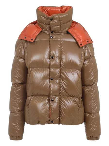 Geacă Moncler cu glugă maro