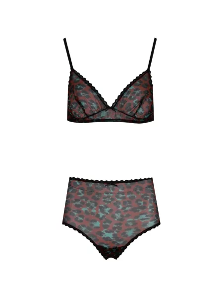 Sutien Laura Urbinati cu imagine cu model leopard plasă maro