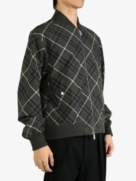 Geacă Burberry în carouri gri