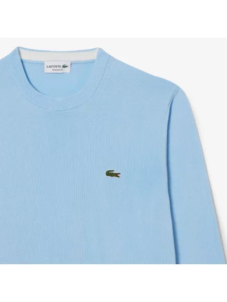 Lacoste Monochromatyczny Sweter Z Okrągłym Dekoltem niebieski
