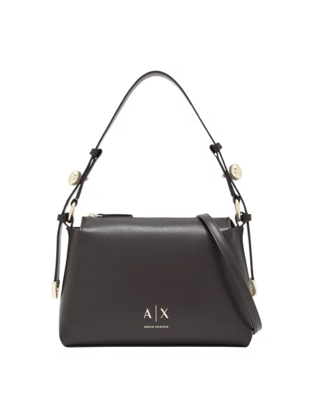 Torebka Armani Exchange skórzana z logo brązowa