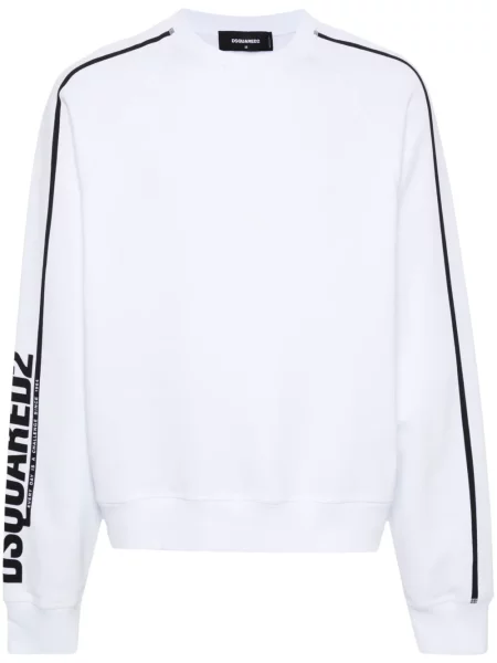 Hanorac crewneck Dsquared2 cu decolteu rotund alb