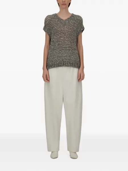 Pantaloni Herno din țesătură twill alb