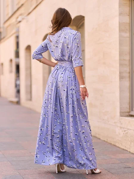 Сукня максі ISSA Plus комбінований верх блакитний