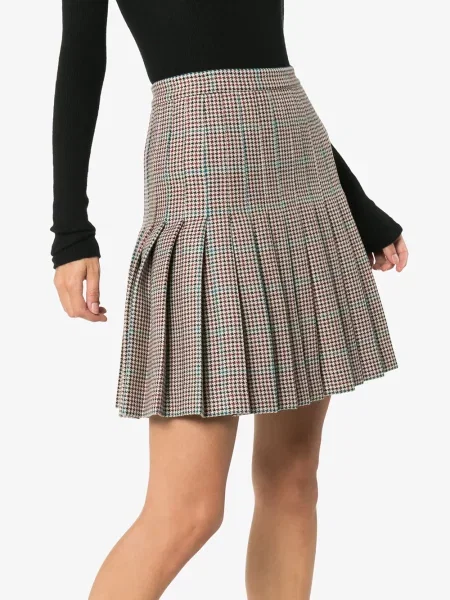 Fusta mini Off-white în carouri alb